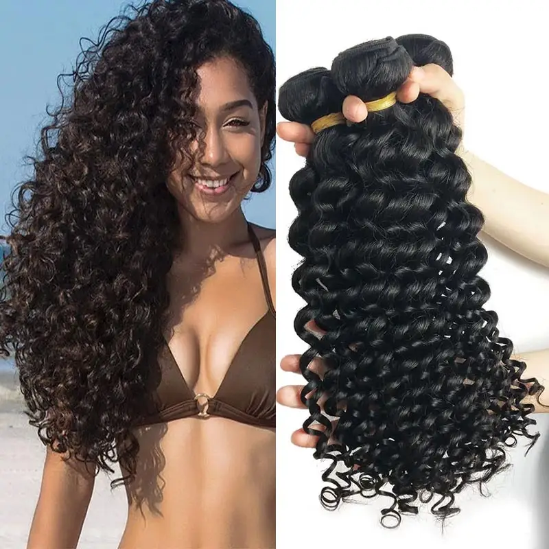 Extensiones de pelo brasileño con cutícula para mujeres negras, accesorio sin procesar, con línea de cabello, en Brasil