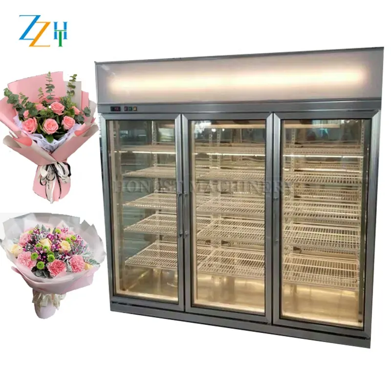 Máquina de aço inoxidável para refrigeradores de flores/caixas de exposição de flores rosas acrílicas/vitrine de refrigeração