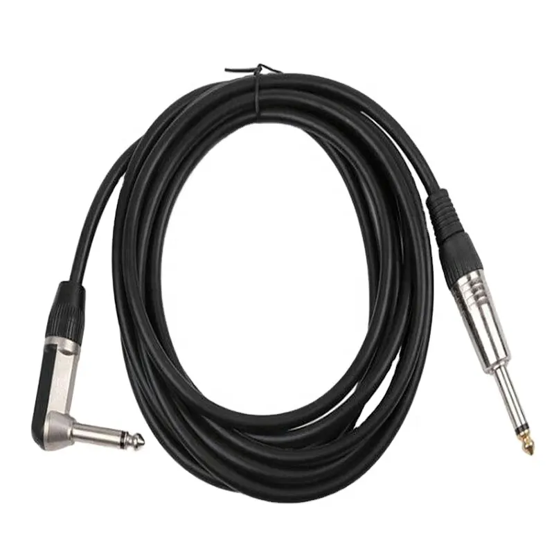 1m Right Angle to Straight 6.35mm 1/4 Inch Electric Instrument guitar patch cable