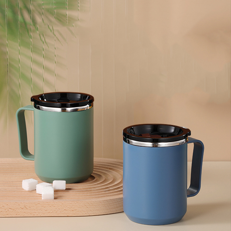Anti-overflow Insulated Coffee Tumbler Cup 304 Stainless Steel Mug With Handle