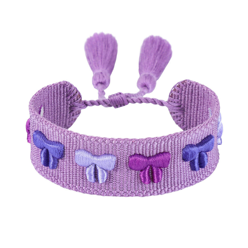 Tf06-(bow) daily pattern theme raised embroidered bracelet