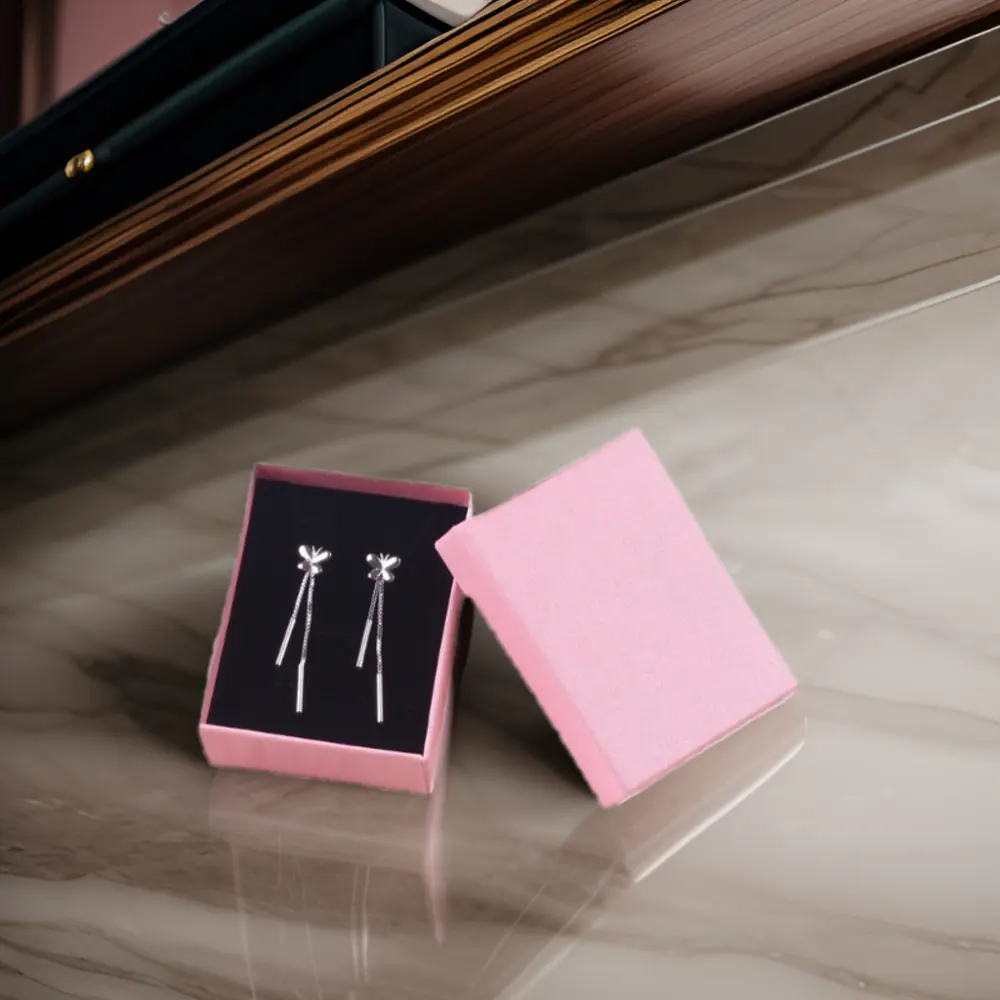 Pink Lenny Pattern Sky Jewelry Boxs Collar Anillo Pendientes Caja colgante para embalaje y exhibición de regalo
