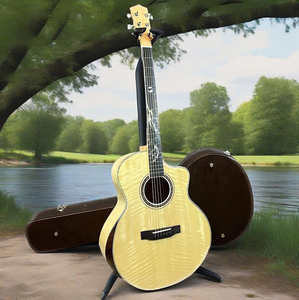 High Quality 41-Inch Tiger Maple Top Solid Acoustic Guitar 6-String Cutaway Style Gloss Matt Factory Direct Case Ready Ship - Product Image 2