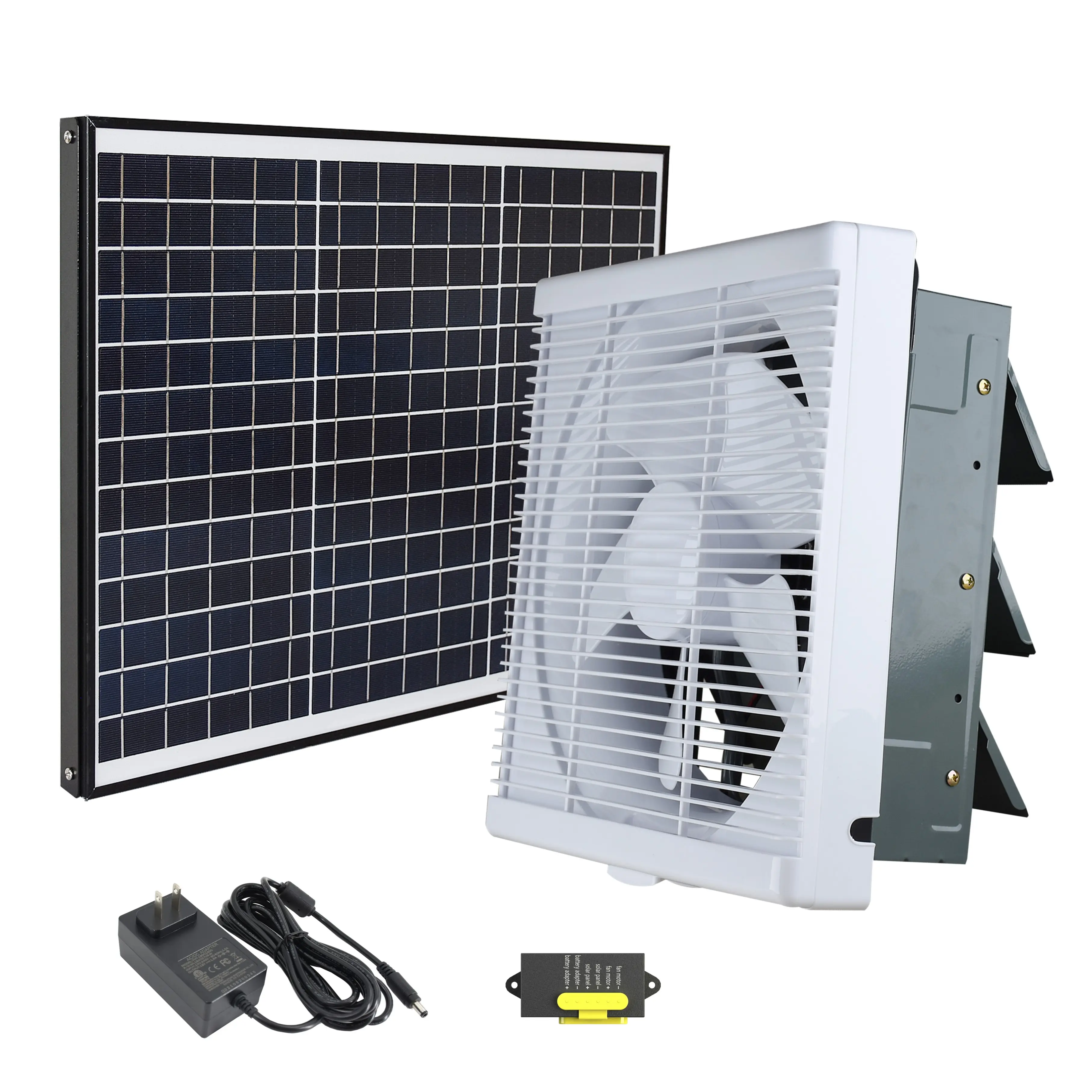Herramientas HVAC para montar en la pared, ventilador de rejilla Solar de 10 pulgadas, doble potencia, ventilación CC, ventilación interior, ventilador de escape de plástico