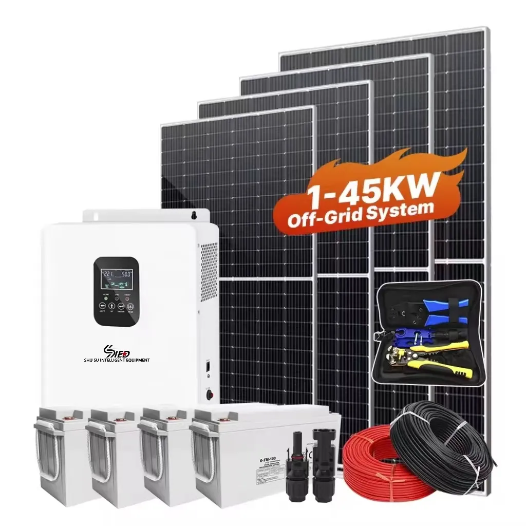 Sistema solare domestico completo 5KW Off Grid sistemi solari 3KW 10KW pannelli solari sistemi con batteria piombo-acido tutto In una soluzione