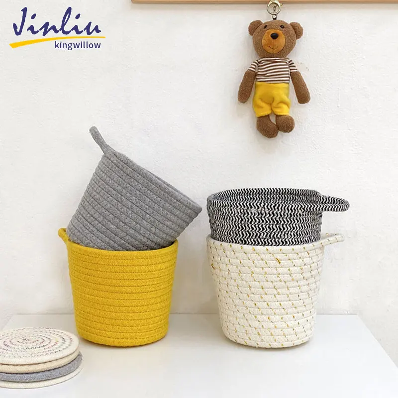 Cute Cotton rope woven desktop storage basket easter basket