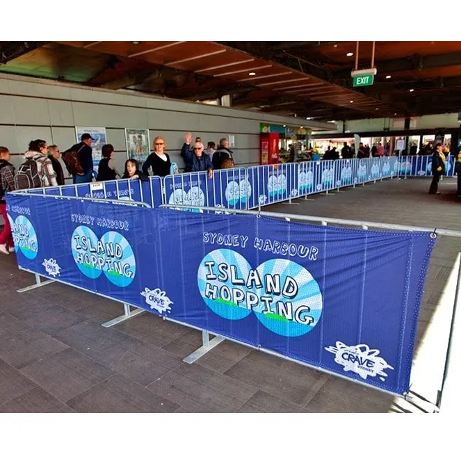 Cobertura de barricada de tecido para eventos, cobertura de malha de vinil para controle de multidões, cobertura rápida para cercas e barricadas