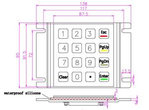 Rugged IP54 Vandal-Resistant 16-Key Metal <strong>Numeric</strong> Keypad Panel Mount for Access Control Kiosk Self-Service Terminal - Product Image 6