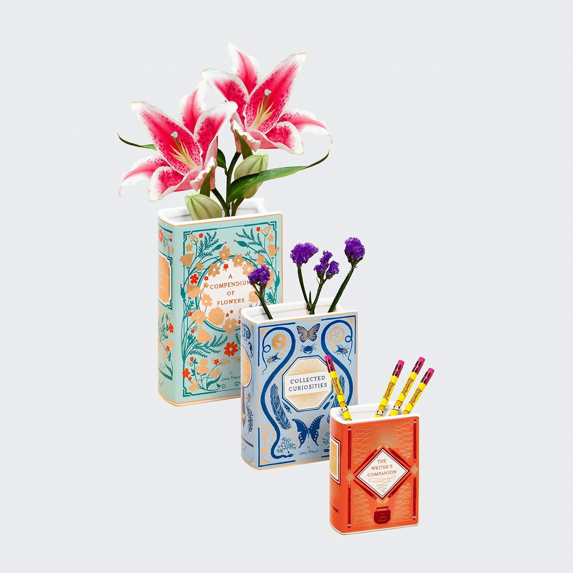 Ornamenti per la casa personalizzati portapenne da tavolo a forma di libro vaso di fiori in ceramica di porcellana
