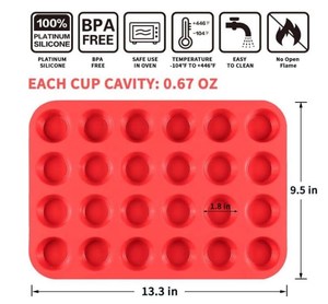 Mini 24-Cup Silicone Muffin Pan <strong>Easy</strong>-to-Use Heat-Resistant Bread Loaf and Cake Pans for <strong>Baking</strong> for Commercial Food Use - Product Image 4