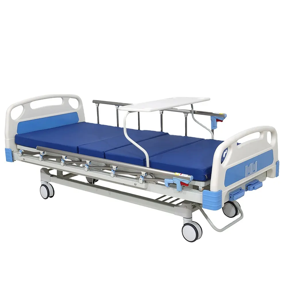 Lit d'hôpital manuel multifonctionnel à deux manivelles de lit de patient médical infirmier