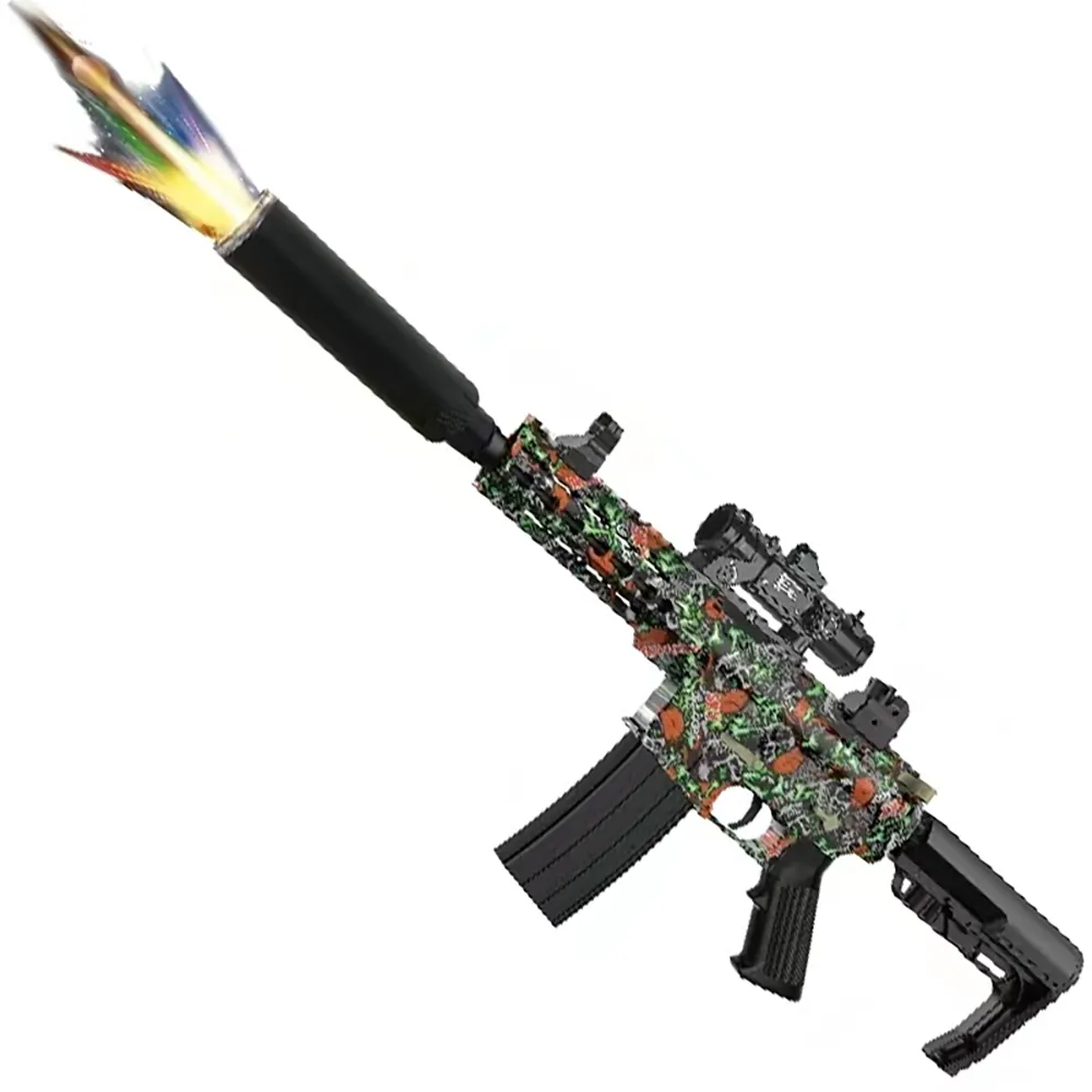 Simüle alev M4 elektrikli su boncuk Gun oyuncaklar ile flaş işık jel sıçramak Blaster oyuncak tabanca yetişkin hava su mermisi Guns için