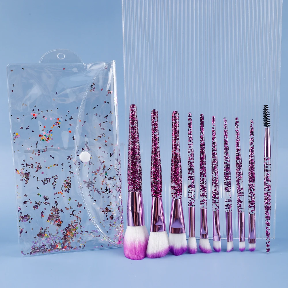 Free Sample Synthetic Hair OEM Professional Multicolor Crystal Quicksand Makeup Brush