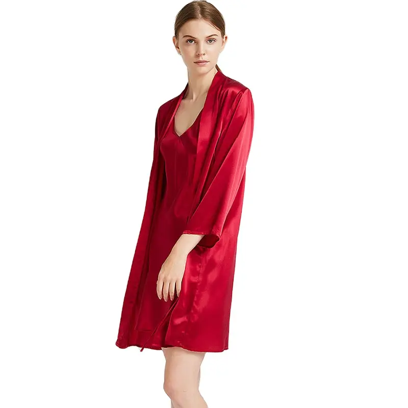 Robe de pyjama en soie Pure pour femmes, couleur unie