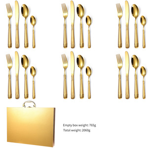 Custom Logo Hot Selling 16 24 Pcs Wheat Pattern Gift Set Gold <strong>Flatware</strong> Stainless Steel <strong>18</strong>/<strong>8</strong> Cutlery Set with Box 24pcs <strong>Flatware</strong> - Product Image 4