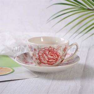 Customizable Factory Porcelain Coffee Cup and Saucer Set Personalized Arabic Design for Dinnerware Sets - Product Image 4