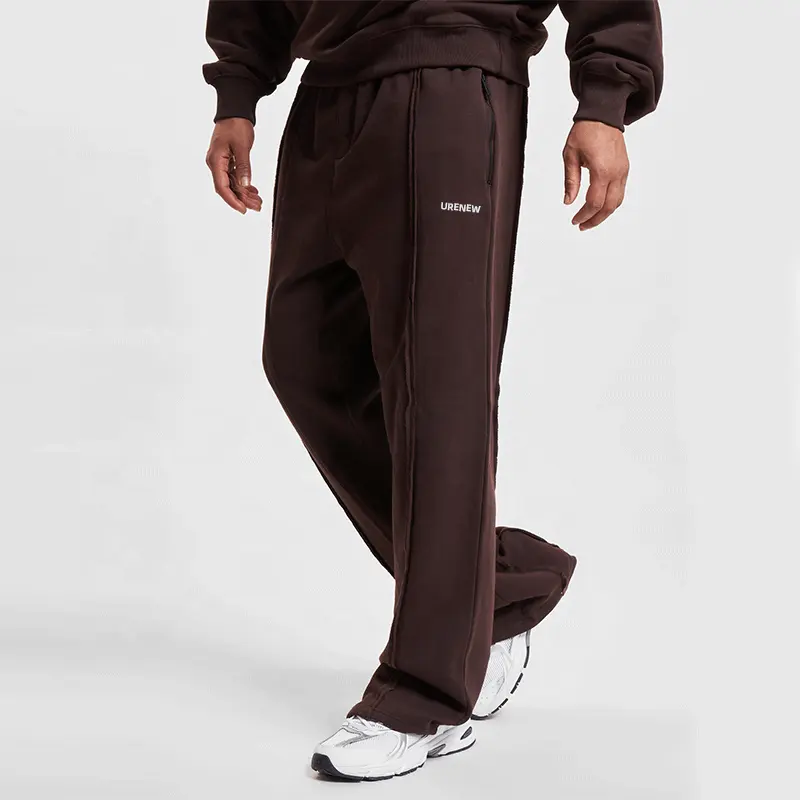 Custom Logo High Quality Casual Flared Jogger Track Pants Patchwork Elastic Waistband Men's Sweatpants