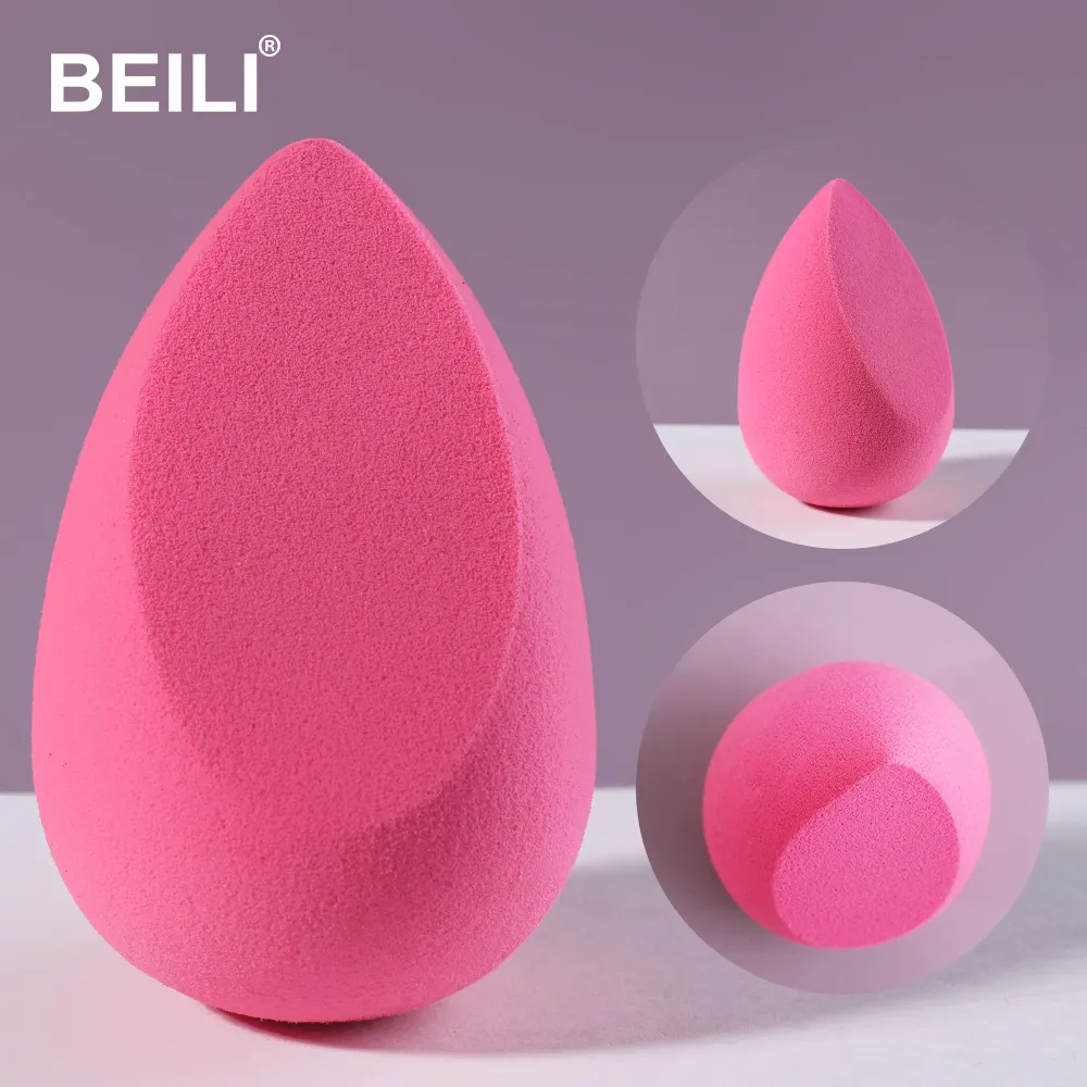 BEILI Eco-friendly Vegan latex free makeup sponge Pink Black color private laser logo Soft makeup sponge