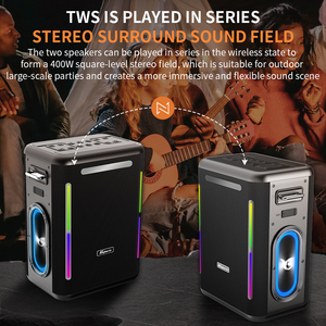 İki kablosuz mikrofonlu Karaoke makinesi, uzaktan kumandalı taşınabilir kablosuz hoparlör PA sistemi, RGB, TWS, USB güç bankası - Product Image 4
