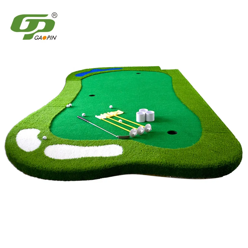 Alfombra de césped Artificial para jugar al Golf, tamaño personalizado y patrón para interiores y exteriores, Verde