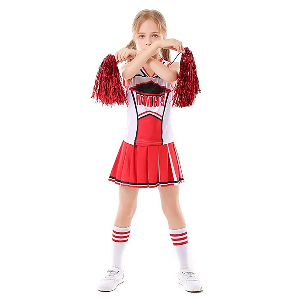 Disfraces de animadora para niñas Traje de uniforme de alegría con pompones Disfraces de animadora para niños Disfraces de Halloween