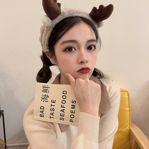 Custom Logo OMG Bowknot Wash Face Hairband Rabbit Cat <strong>Ear</strong> Cute <strong>Plush</strong> Lady Soft Women Elastic Hair Band Flannel Make up Headbands - Product Image 2