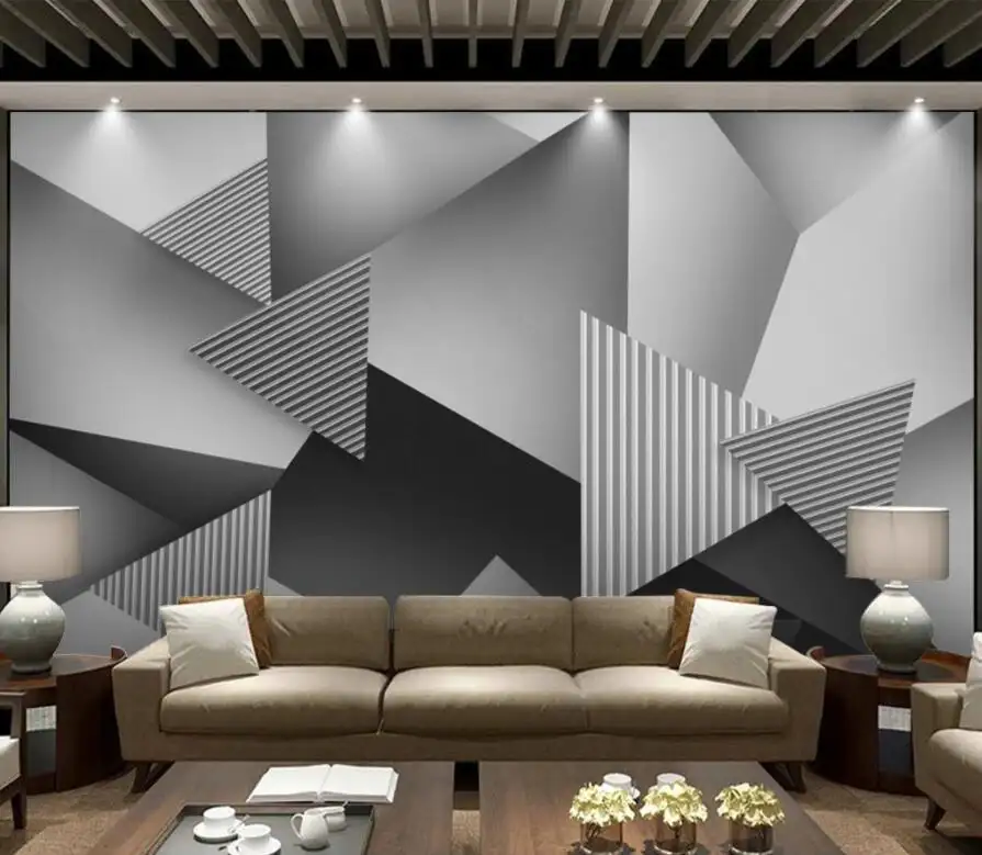 Простой европейский серебристый серый однотонный геометрический фон ZHIHAI настенный абстрактный стиль фон для телевизора настенные 3d обои