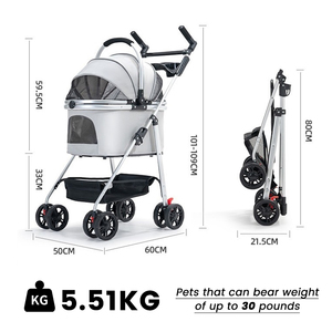 รถเข็นสัตว์เลี้ยงแบบพับได้หรูหราพร้อมที่ใส่สุนัขระบายอากาศได้รถเข็นกลางแจ้งสำหรับสัตว์เลี้ยงคุณสมบัติที่สำคัญสามารถพับเก็บได้หรูหรา - Product Image 6