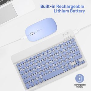 Slim 10 pulgadas portátil Mini inalámbrico Bluetooths teclado y ratón Tablet Laptop Smartphone Mouse Set para iPad Android Phone
