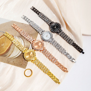 2024 New Fashionable Moissanitet Watches Women's Round Hands Versatile Quartz Iced Out Quartz Watch