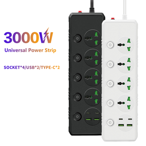 Toma de corriente de expansión universal de interruptor múltiple 4 salidas de CA con puerto de carga USB y tipo C tira de alimentación móvil portátil - Product Image 3
