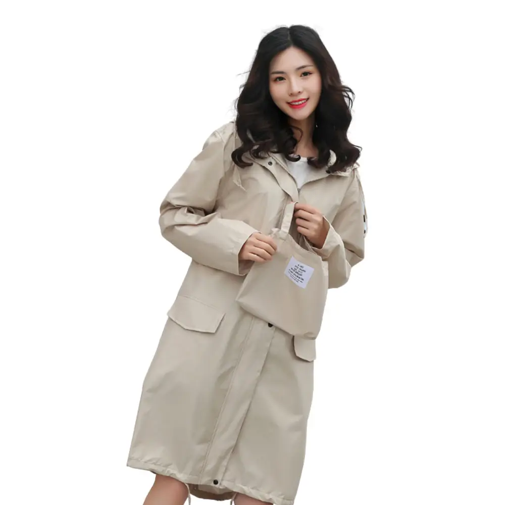 Moda donna giacca personalizzata impermeabile pongee impermeabile resistente all'acqua lungo cappotto antipioggia
