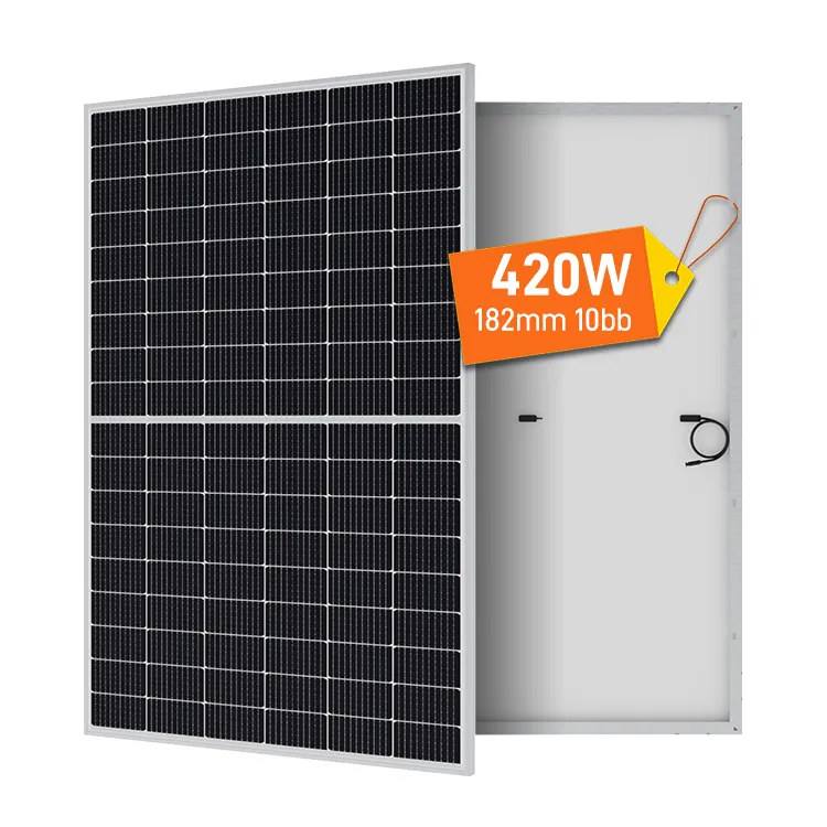 Panel solar de silicio de cristal único, 400w, 410w, 415 wp, mejora el rendimiento a prueba de agua