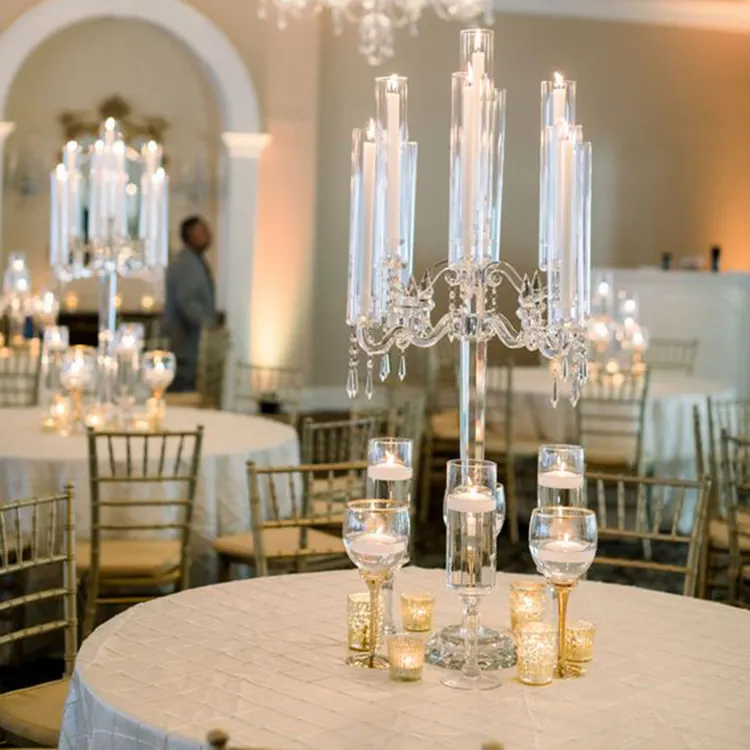 Chandelier en verre moderne à 9 bras, porte-bougie