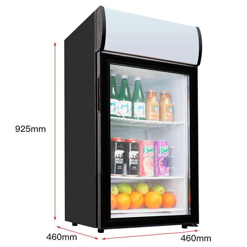 80L color injected beverage can refrigerated showcase countertop display fridge