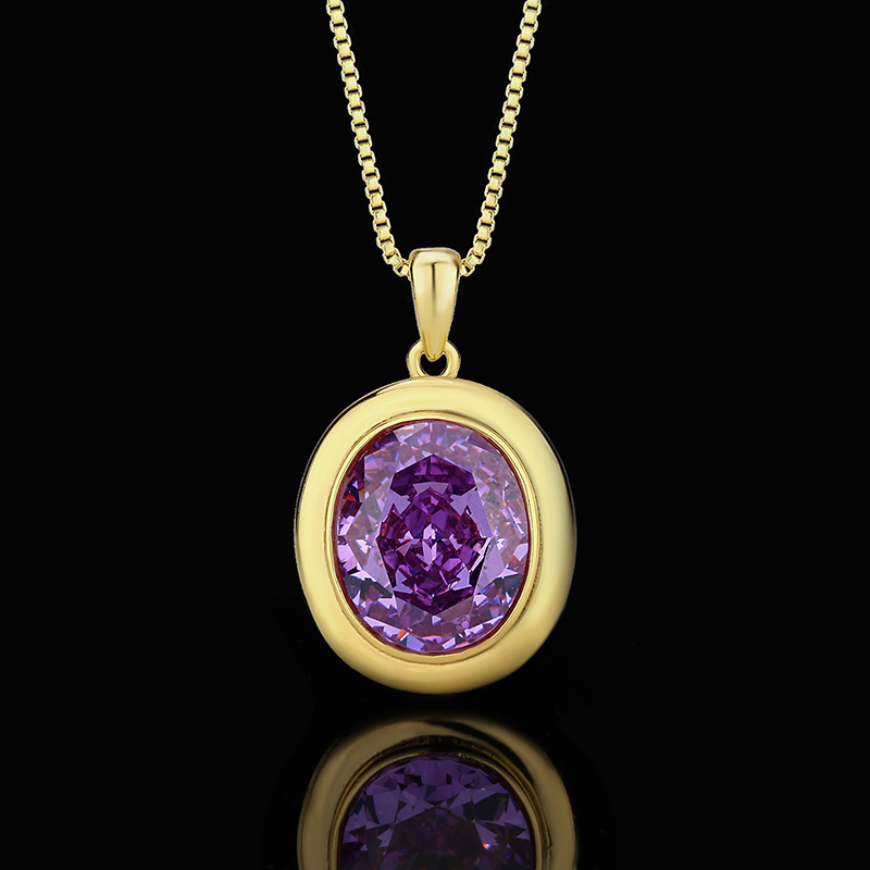 Ice Flower cut purple diamond pendant with chain