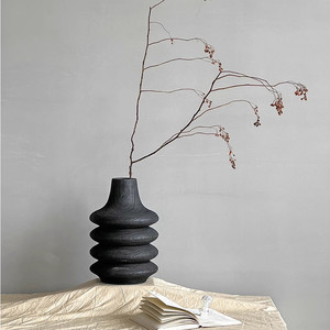 וובי סאבי עץ מוגז מוצק <span class=keywords><strong>vase</strong></span> שחור עבור משרד סלון בית מלון עיצוב בית קישוט אגרטל פרחים