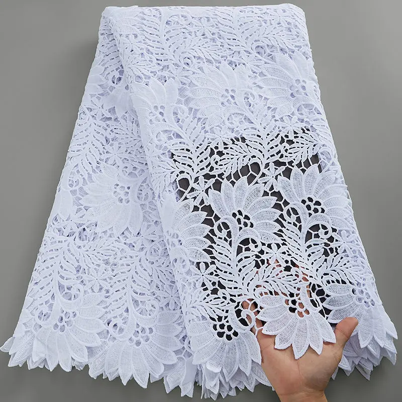 3039 Großhandel Pure White New Designs Afrikanische hochwertige Cord Guipure Lace Nigeria Spitzens toff für Damen Brautkleid