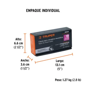 Truper CLNE-18 Common Nail 5000 Clavos Calibre 18 30 mm Flat Head with Diamond Point Carton Packing for Construction - Product Image 3