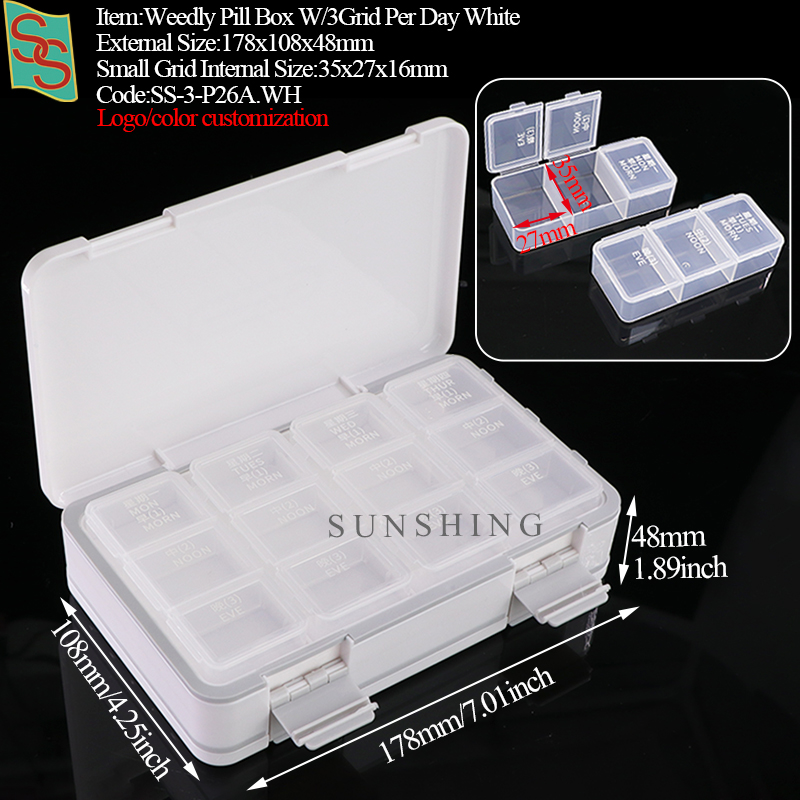 P26B Weedly Pill Box W/Pill Cutting+3 Grid Per Day