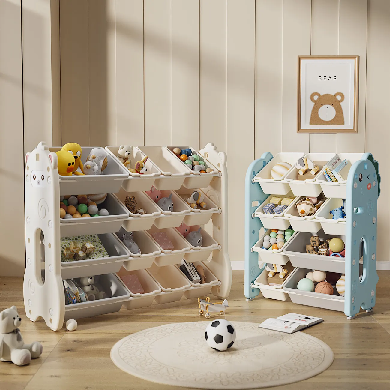Neues Design Kinder Lagerung Bücherregal Kunststoff Material Kinder schrank Spielzeug Regal für den Heimgebrauch