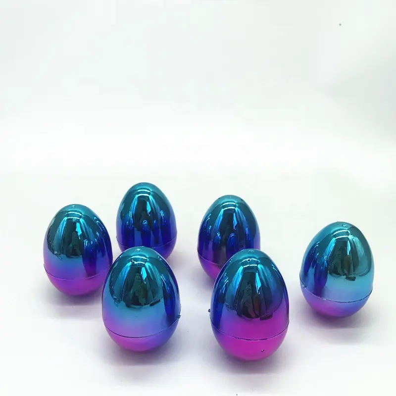 Huevos de Pascua galvanizados de dos colores que brillan intensamente, huevos sorpresa vacíos de 2,25 pulgadas para juguetes y dulces, favores de fiesta, Juguetes Divertidos para niños