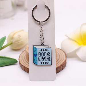 1.5'' <strong>Book</strong> <strong>Shape</strong> Metal <strong>Keychain</strong> Cheap Wholesale Soft Enamel Bookworm <strong>Keychain</strong> Pendant Bibliophile School Reading <strong>Book</strong> <strong>Keychain</strong> - Product Image 1