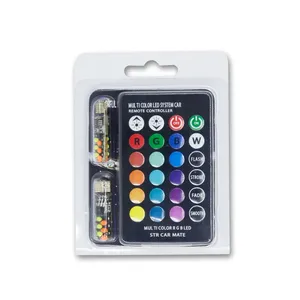 A80 evrensel RGB T10 LED COB 12SMD araba ampuller 12V renkli çok modlu uzaktan kumanda kama işareti okuma için yeni - Product Image 1