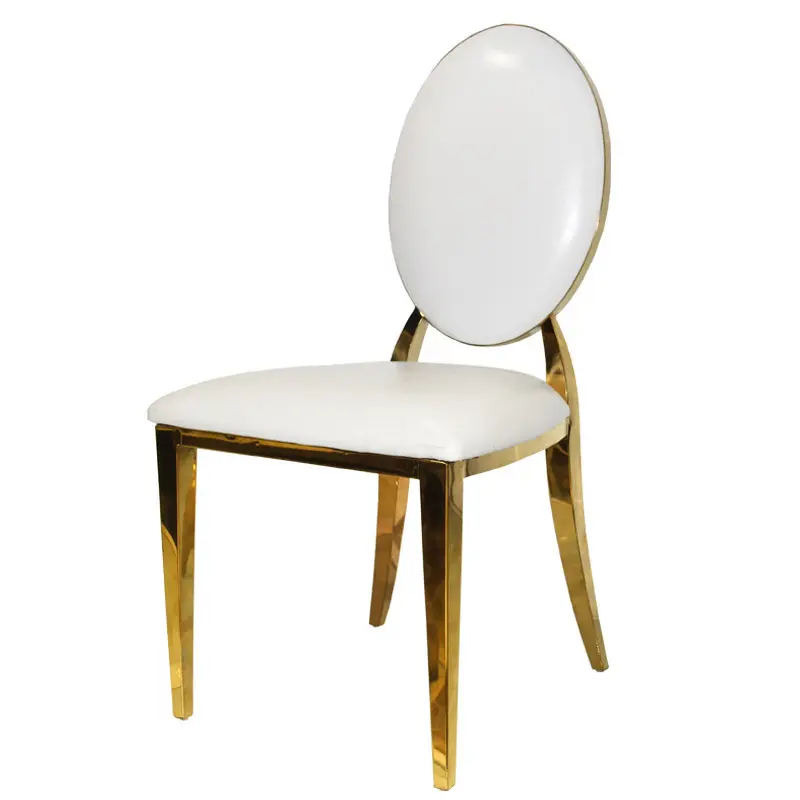 Silla de Hotel y comedor de lujo para eventos, suministros de restaurante de acero inoxidable, color blanco, dorado, moderno y elegante