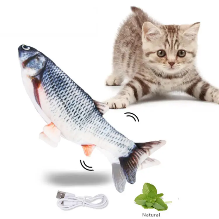 Toptan Amazon sıcak satış USB şarj elektrikli simülasyon balık interaktif hareketli balık oyuncak kediler için