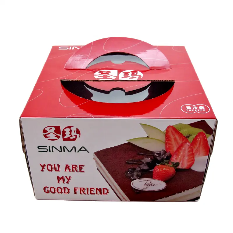 Cajas de pastel de 12 pulgadas impresas personalizadas Rojas ecológicas de fabricante chino al por mayor de bajo precio para pasteles congelados