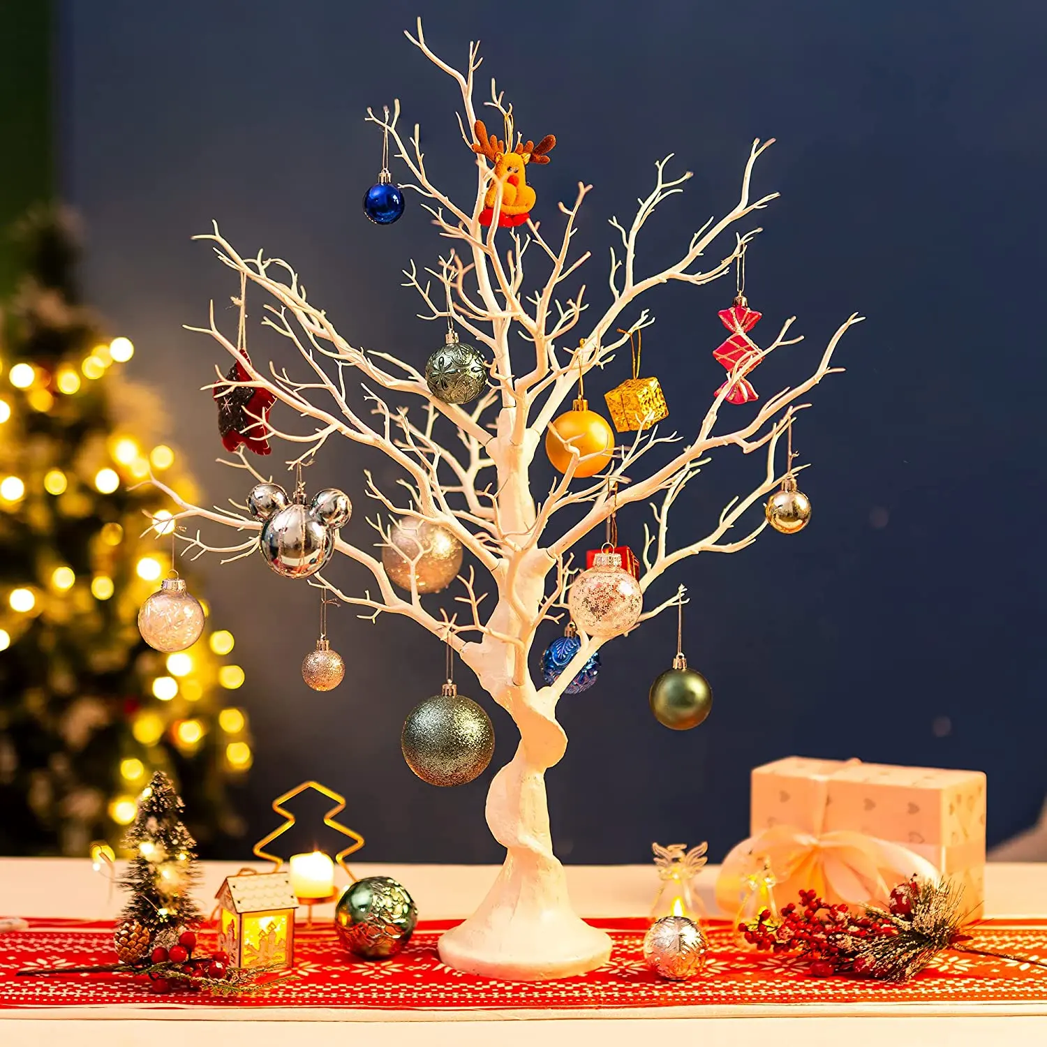 PaFu – arbre de pâques blanc, brindille, centre de Table, ornements de Table, décoration, affichage intérieur, arbre suspendu avec œufs de pâques, 80cm