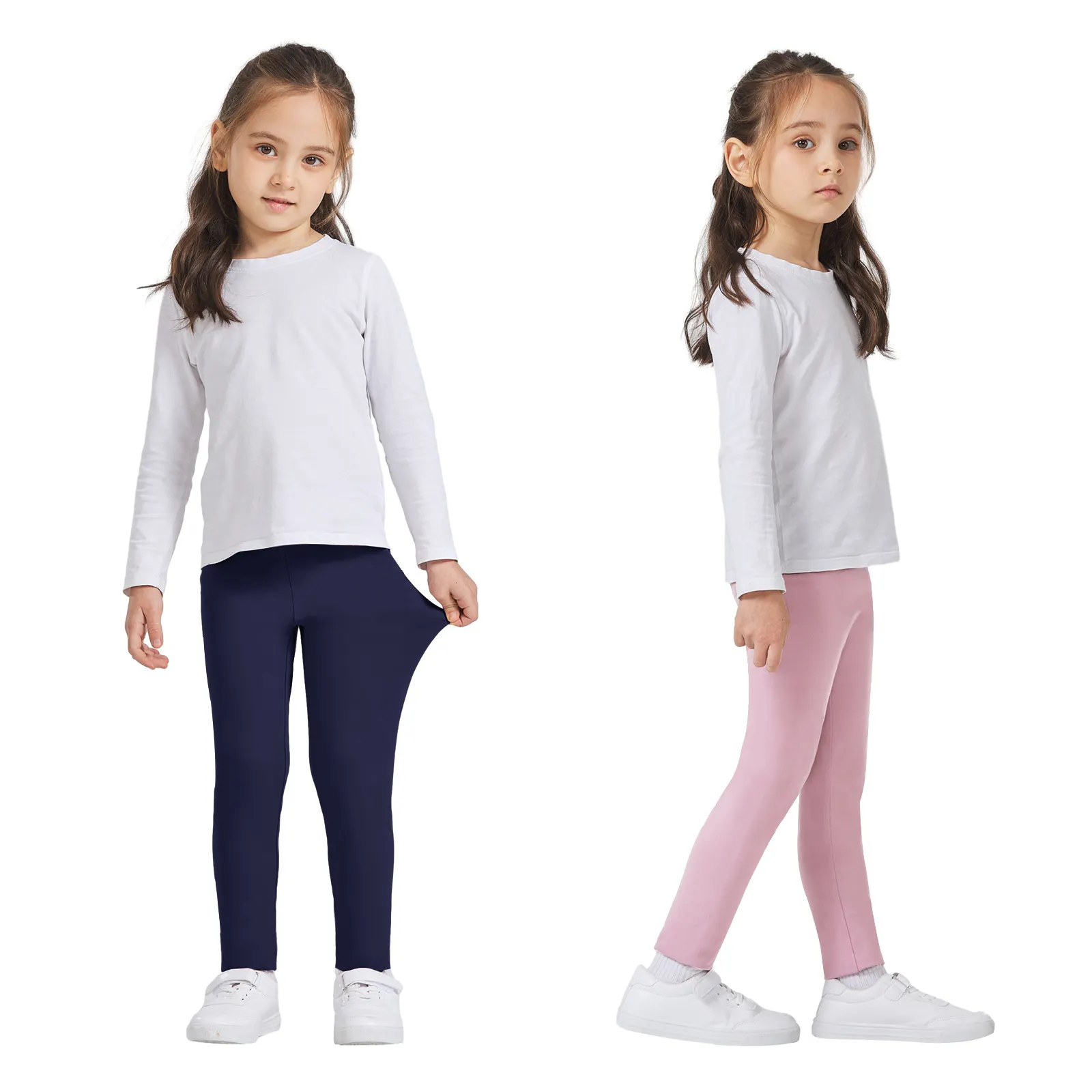 Legging esportivo infantil com logotipo personalizado, legging de tecido macio para treino ao ar livre, calça respirável de cintura alta para crianças