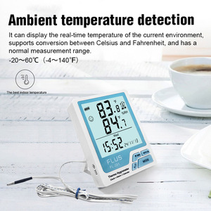 Termómetro Digital, higrómetro con pantalla LCD grande y función de reloj, Sensor de temperatura, medidor de humedad
